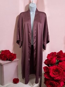 Victoria's Secret Satin Kimono Robe Size M/L Dusty Rose Soft Sexy Calf Length 