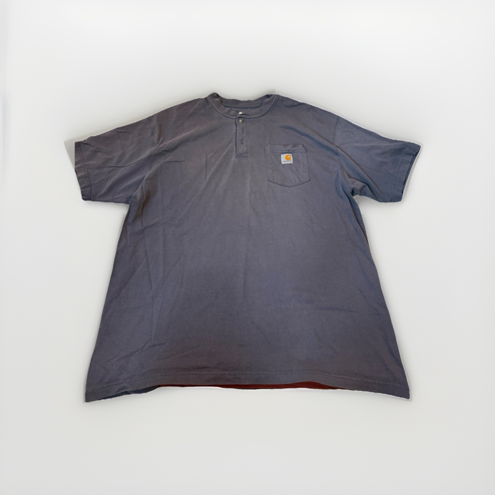 Men’s Carhartt Short Sleeve Shirt Faded Black Henley Neck Size XL 100% Cotton