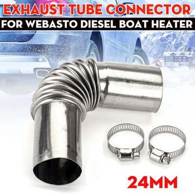 24mm Exhaust Pipe Tube Elbow Connector Diesel Heater W/ Clamps For Webasto