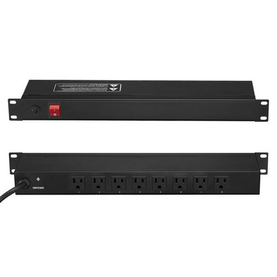 1U Rack Power Strip 15A 8 Outlets Surge Protector for 19 Inch Server Racks
