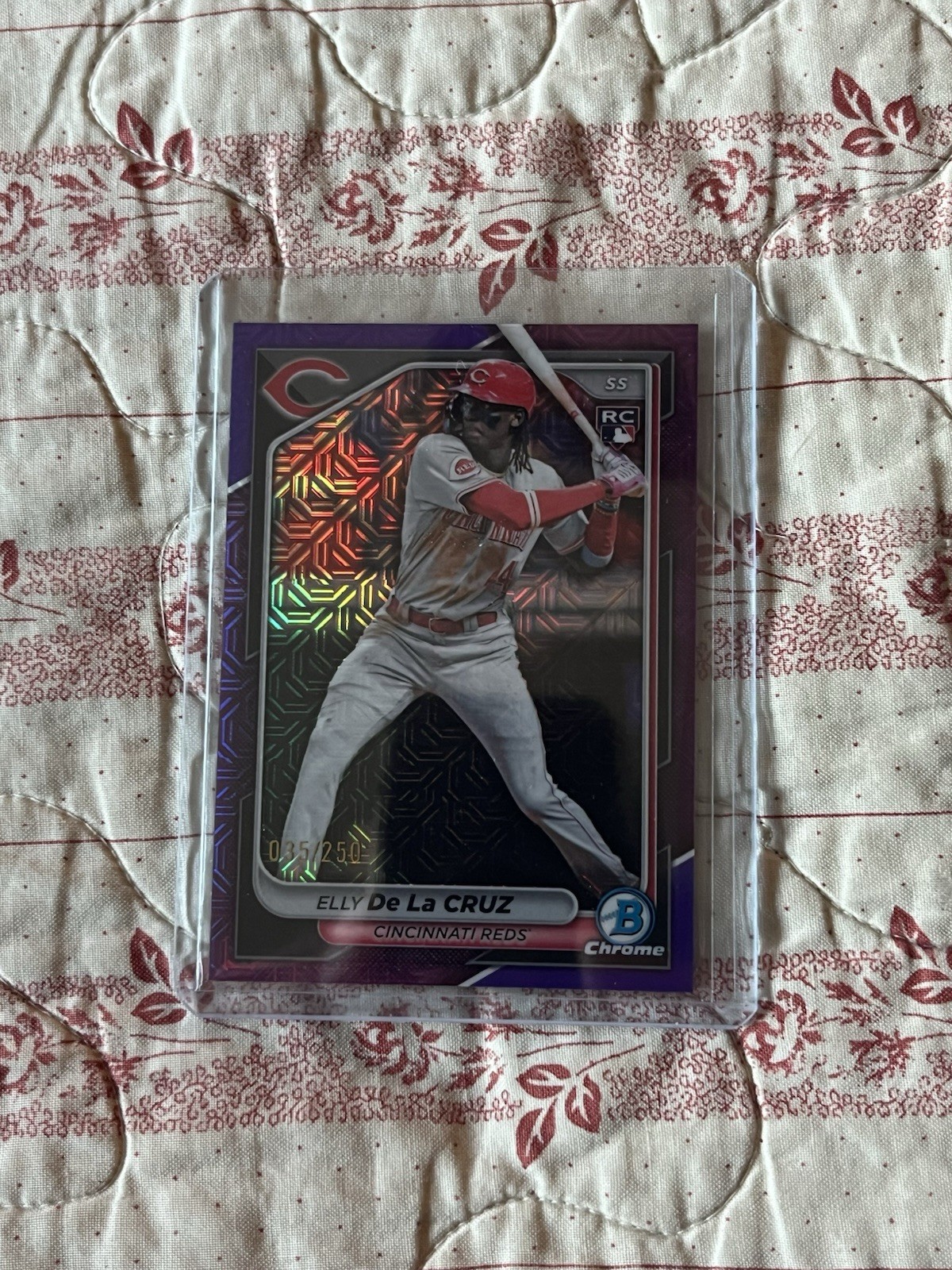 2024 Bowman Chrome Elly De La Cruz #42 Purple Mojo Refractor RC /250