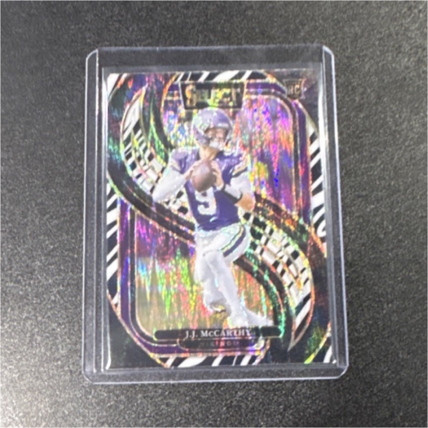 Panini Select 2024 J.J. McCarthy #134 Zebra Prizm Minnesota Vikings