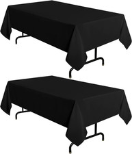 2 Pack Black Tablecloth 60 X 102 Inch, Rectangle 6 Feet Table Cloth - Stain and