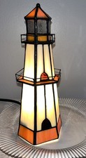 Tiffany Style  Stained Glass Lighthouse Desk Lamp