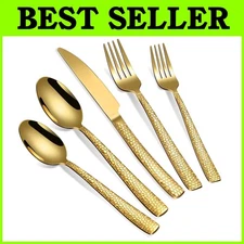 Contemporary Gold Stainless Steel Silverware, Set for 8
