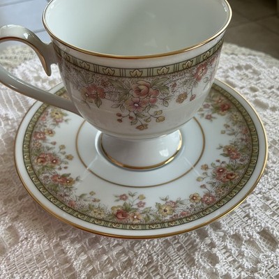 NORITAKE IRELAND Porcelain MORNING JEWEL Pattern TEACUP and SAUCER 2767