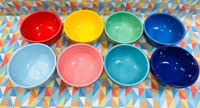 Fiestaware Rainbow Cereal Bowl Set - 8 Small 14 Oz Bowls In Mixed Bright Colors, USA Made