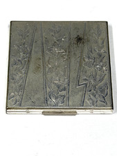 Vintage Elgin American Made In USA Compact - Floral Pattern Silver Color
