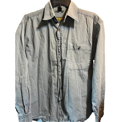 Sierra Trading Post Shirt Men s M Blue Gray Hunting Shooting Long Sleeve Outdoor