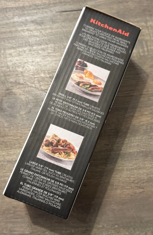 Kit de relleno de salchichas KitchenAid 2 tamaños de tubo 3/8" y 5/8" accesorio mezclador de pie nuevo Foto 4 de 4