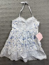 Love Shack Fancy Girls Youth 8 Blue Annabelle Ditsy Floral Halter Dress