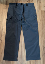 Gray Work Utility Pants, Black Cargo Pockets Reinforced Panels, Waterproof