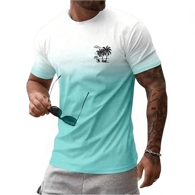 3D digital print fashion versatile T-shirt men's wear