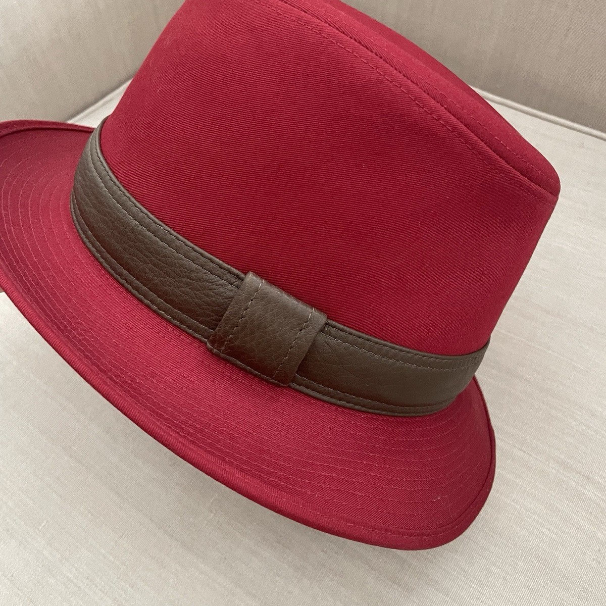 ? Auth HERMES  Fedora Hat Dark Brown Trim Unisex Men Women Size 57 Vintage-Hermes-Men main image 4