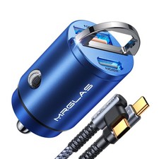 MRGLAS 90W USB C Car Charger Fast Charge, PD45W & QC45W, Flush Fit, Blue