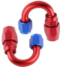 2PCS 6AN 180° Swivel Hose End Fitting Adaptor For CPE Oil Fuel Line Red and Blue