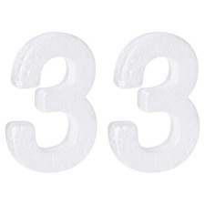 Foam Numbers 3 Numeral EPS White Polystyrene Number 100mm/4 Inch, Pack of 2