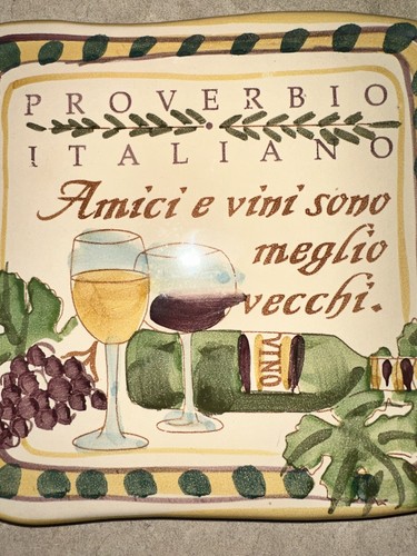 Italian Tile 2006 The Cortopassi Family Hand Painted Italy Old Friends Old Wine - Picture 2 of 6