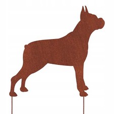 BOXER HUND FIGUR CORTEN GARTEN DEKORATION GESCHENK HUND