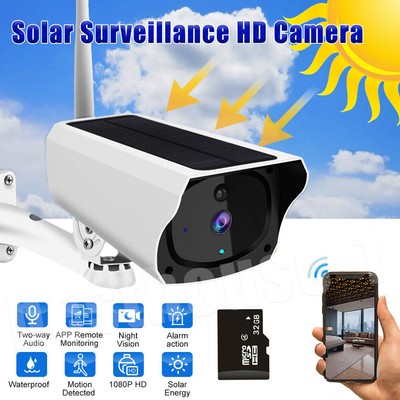 Solar Powered Wireless Smart Camera HD 1080P Outdoor Home Security IP66 Camera