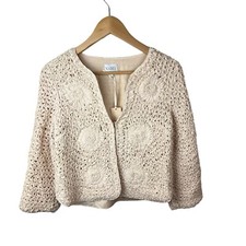 Kaliko Blazer Women Uk 8 Eu 34 Flower Detail Cream 100% Cotton With Tags