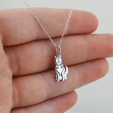Siberian Husky Dog Charm Necklace - 925 Sterling Silver - Pet Lover Animal Gift