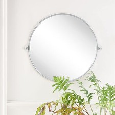 TEHOME Round Bathroom Mirror Chrome Metal Framed Tilting Vanity Mirrors for Wall