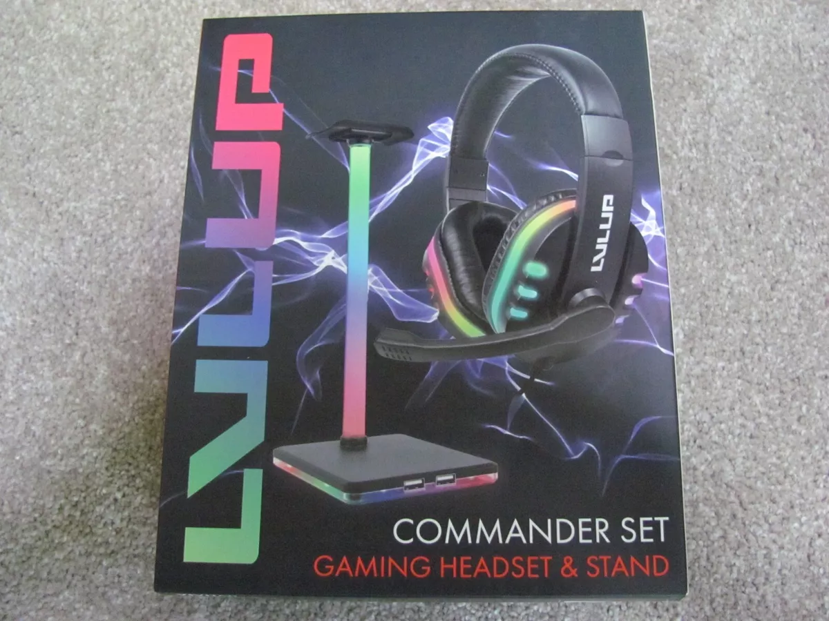 Vivitar LVLUP Commander Set Gaming Headset Stand LU789 BLK with 2 USB Ports