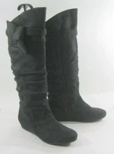 new Black 1.5"Hidden Wedge Heel  Knee Boot   WOMEN Size 6