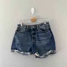 Kancan Jean Shorts Cuffed Hem Distressed Denim Size 7 / 27