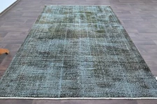 Oushak Turkish Vintage Rug 6x8 Kilim Rug Anatolian Handmade Boho Decor BLACK