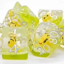 Sage's Familiars- Bumble Bee Familiar Resin Polyhedral Dice Set
