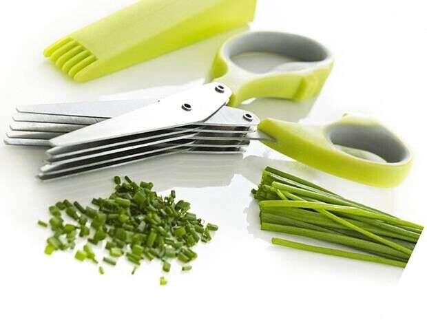5-Blade Herb Scissors with Cover – Fresh Cilantro & Herb Cutter-image