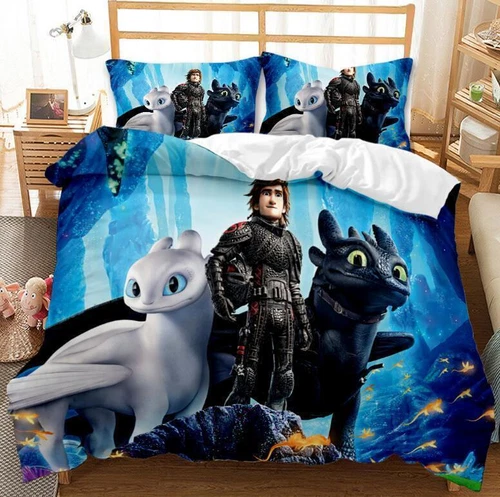 Dragon und Stitch Bettwäsche Set Kissenbezug Cartoon Bettbezug 135x200 200x200 - Bild 2 von 19