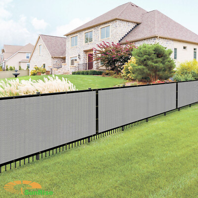 Gray 6ft Privacy Fence Screen Windscreen Mesh Shade Cover Garden Balcony Yard