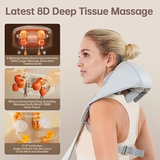 JOROTO Neck Massager for Pain Relief Deep Tissue Updated 8D Cordless Neck Should
