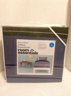 Room Essentials Dorm Bed 3 Piece Duvet Cover Twin XL Blue and Green