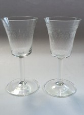 2 Vintage Lady Hamilton PALL MALL Crystal SHERRY Port Stemmed Glasses Etched