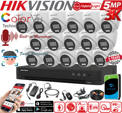 HIKVISION CCTV SICHERHEITSSYSTEM 5MP AUDIO MIKROFON KAMERA ColorVu Außen Nachtsicht
