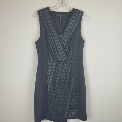 Bcbgmaxazria Embroidered Faux Leather & Ponte Sheath Dress - Black
