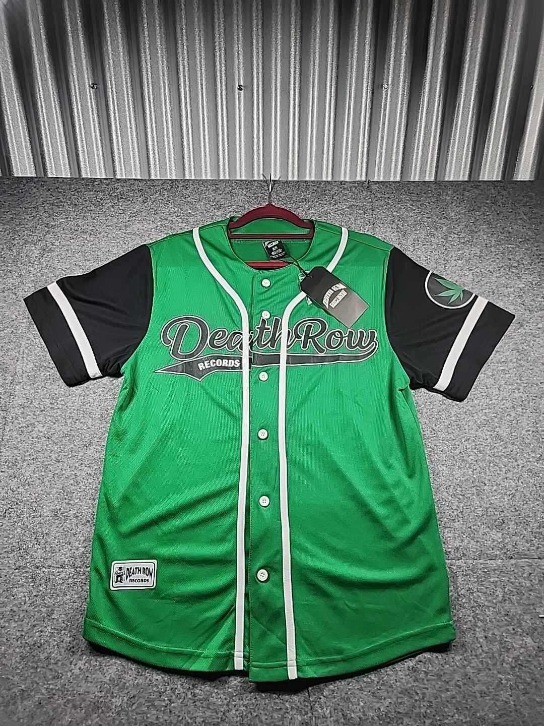 FILA Maglia Baseball Verde Death Row Records Taglia S Nuova Con Etichette
