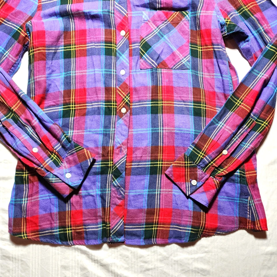 Top GAP para mujer mediano rojo púrpura a cuadros manga larga cuello informal nuevo con etiquetas Foto 3 de 4