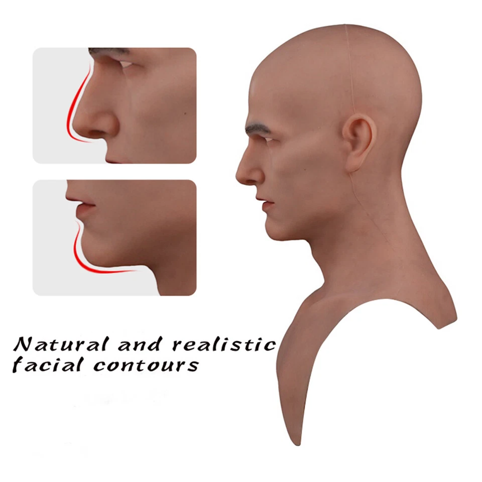 Avi Realistic Silicone Mask Full Headwear Men Mask for Crossdresser Halloween - Image 3 of 4