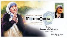 AO 4475-1, 2010, Mother Teresa, Digital Color Postmark, Add-on Cachet, First Day
