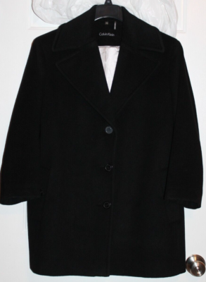CALVIN KLEIN WOMENS PLUS SIZE WOOL BLEND COAT JACKET BLACK 1X
