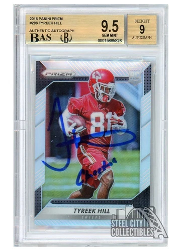 Tyreek Hill 2016 Panini Prizm Silver Auto "Cheetah" Rookie #296 BGS 9.5 BAS 9