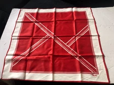Vintage Paoli Red & White Geometric Pattern Scarf - 21” Square