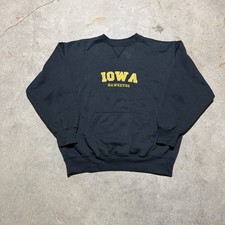 Vintage University Of Iowa Hawkeyes Crewneck Pullover Embroidered Black Sz Large