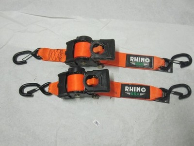 Rhino USA Retractable Ratchet Straps 2''x 10' 3033lb Break Strength 2 Pack Orange
