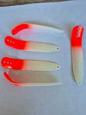 5 Pk Hagens Willy Casting/Jigging spoon blank size1, 3-3/4"x3/4" .050 Hot H Red